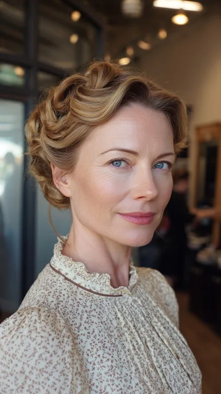 Vintage-Inspired Textured Updo with Soft Waves