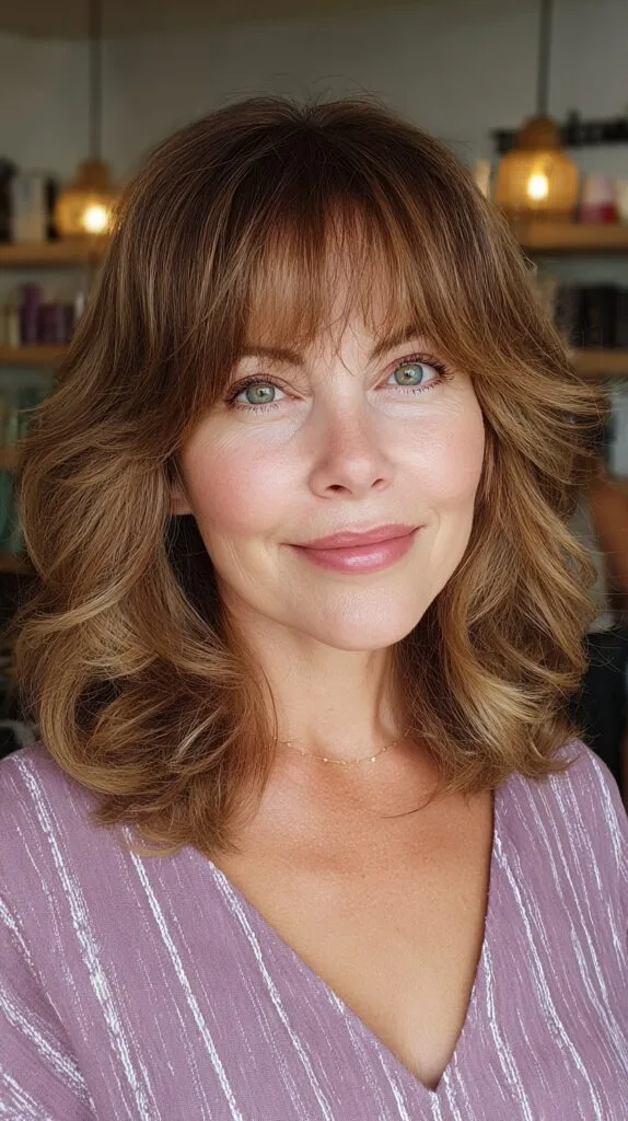 Voluminous Chestnut Curls with Seamless Layering