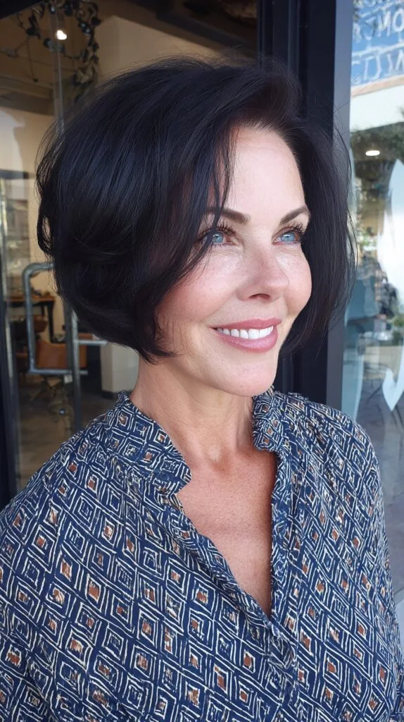 Voluminous Rounded Chin-Length Bob with Soft Interior Stacking