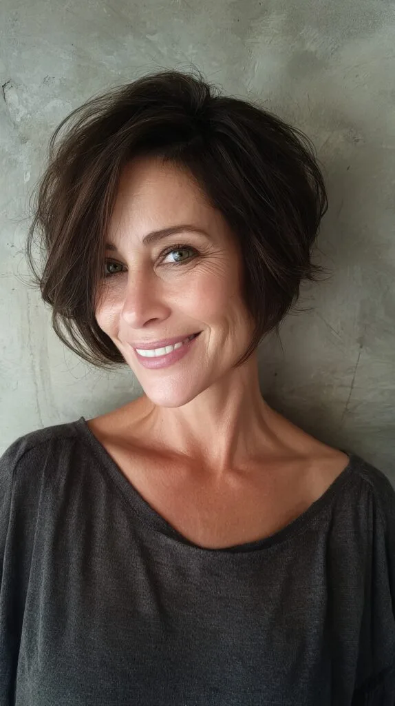 Voluminous Textured Chin-Length Bob with Deep Side Part