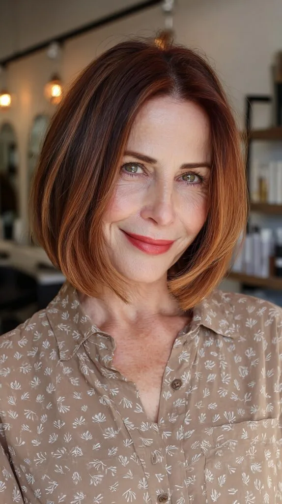 Warm Chestnut Bob with Subtle Dimension
