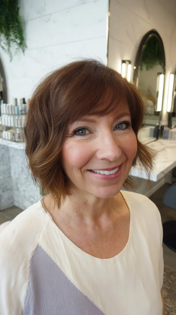 Warm Chocolate Bob with Soft Side Bangs