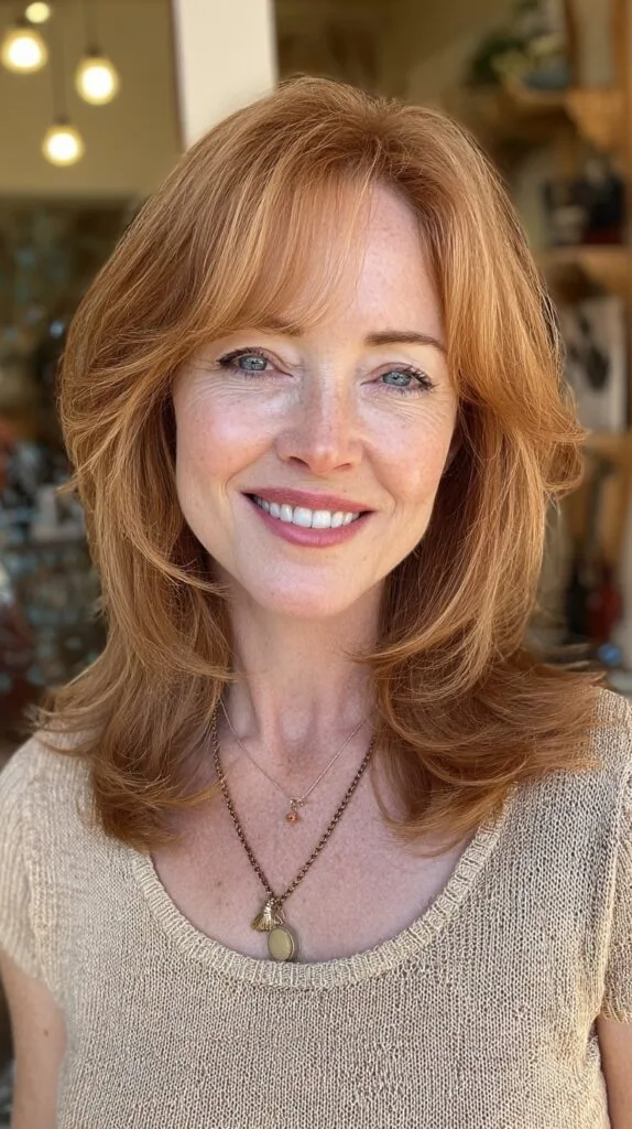Warm Copper Layered Bob with Soft Texturing