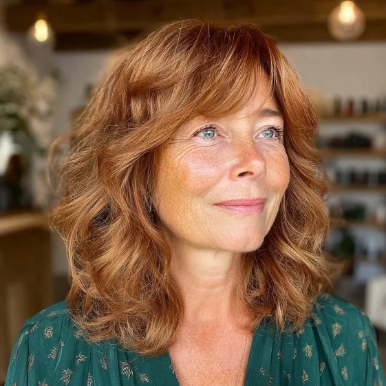 Warm Copper Layered Cut with Soft Waves