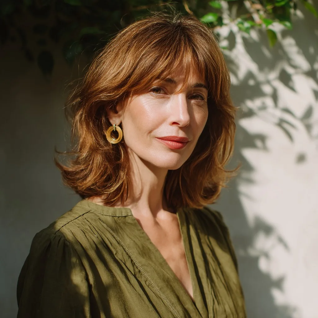 Warm Textured Lob with Soft Bangs