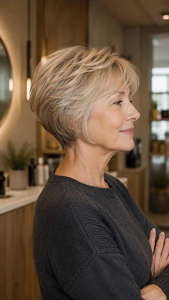 Wheat Blonde Layered Stack with Tapered Nape