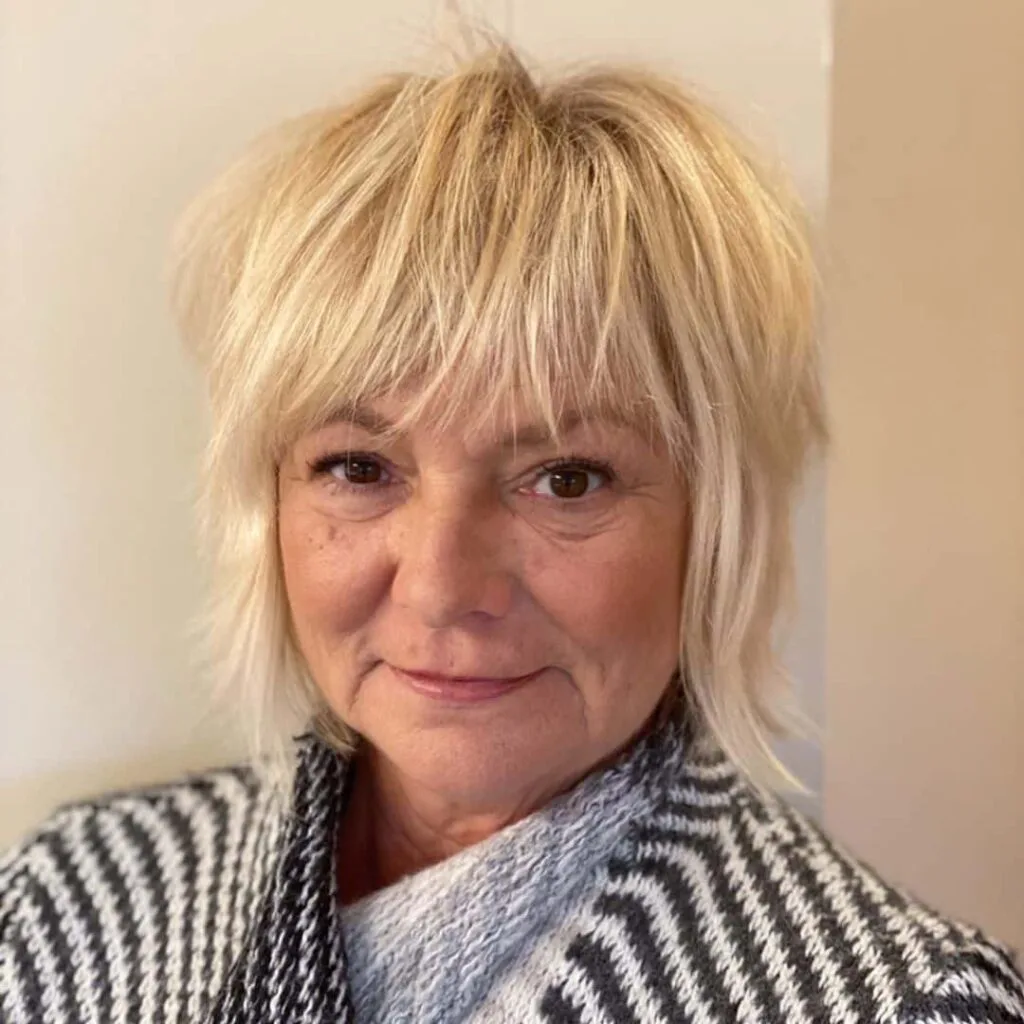White Chin Length Shag with Bangs