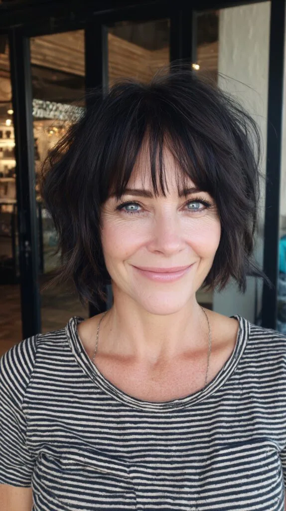 Airy Razored Chin-Length Bob with Wispy Blunt Fringe