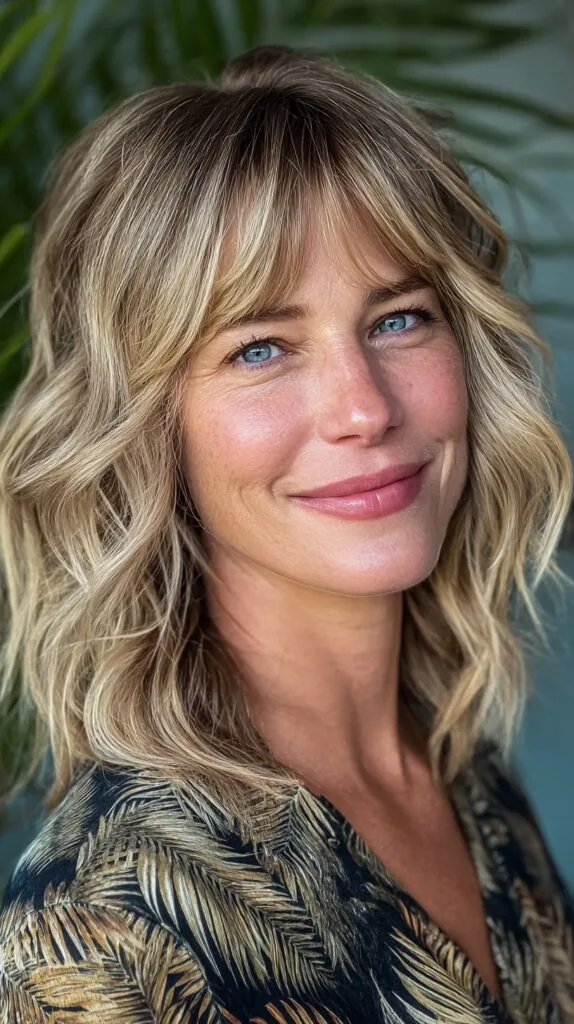 Ash-Blonde Textured Lob with Curtain Fringe