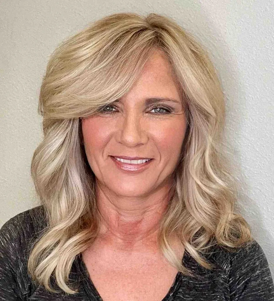 Big Hair with a Sweeping Part for Ladies Past 50