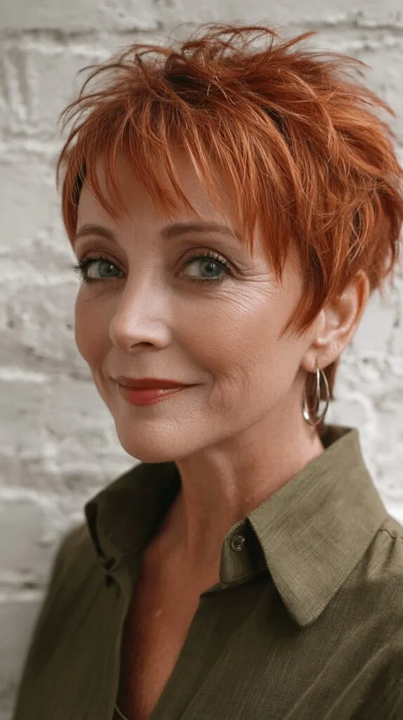 Bold Textured Pixie Cut with Fiery Red Tones