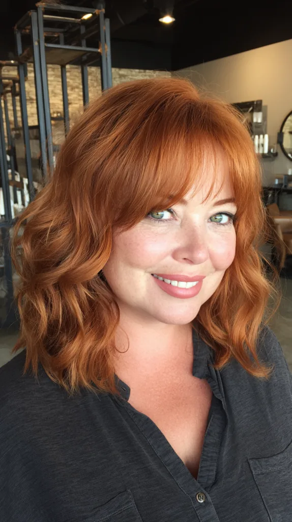 Bright Copper Waves with Face-Framing Layers