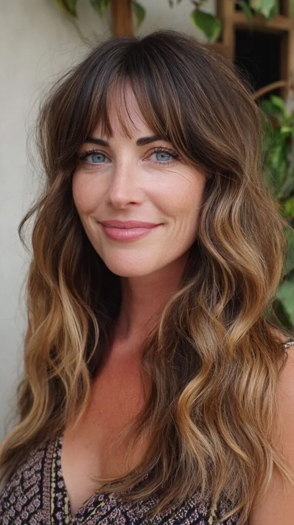 Bronde Curtain Bangs with Lived-In Face-Framing Layers