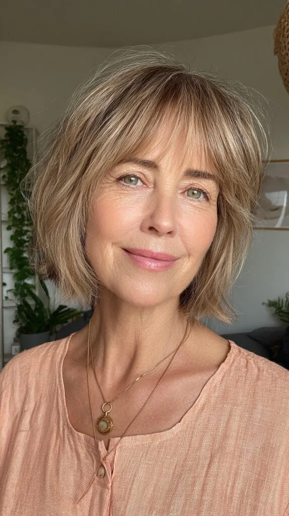 Bronde Wispy Curtain Bob with Subtle Root-Shadow