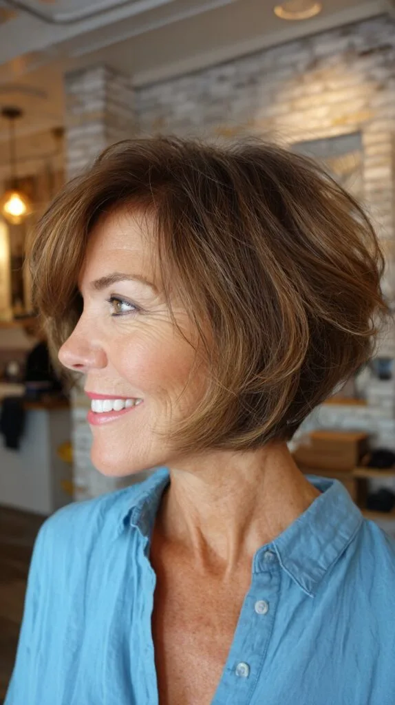 Brunette Textured Bob with Volume Boost