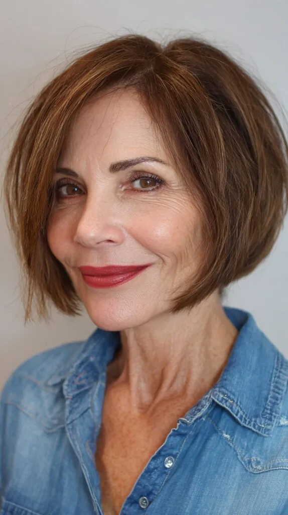 Caramel-Toned Rounded Bob with Subtle Layers