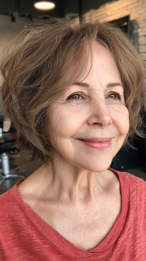 Charming Chestnut Tousled Bob for Timeless Grace