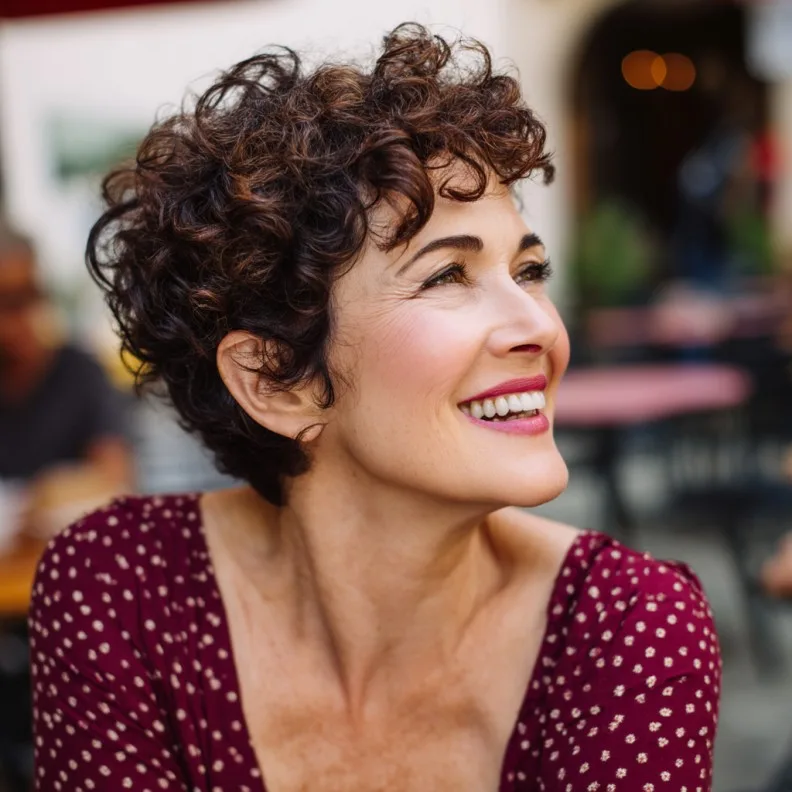 Charming Cinnamon Brown Curly Shag with Soft Volume