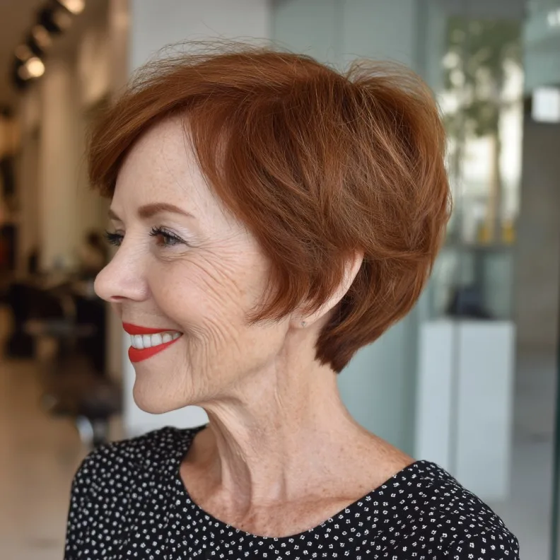 Charming Cinnamon Brown Textured Bob with Subtle Volume