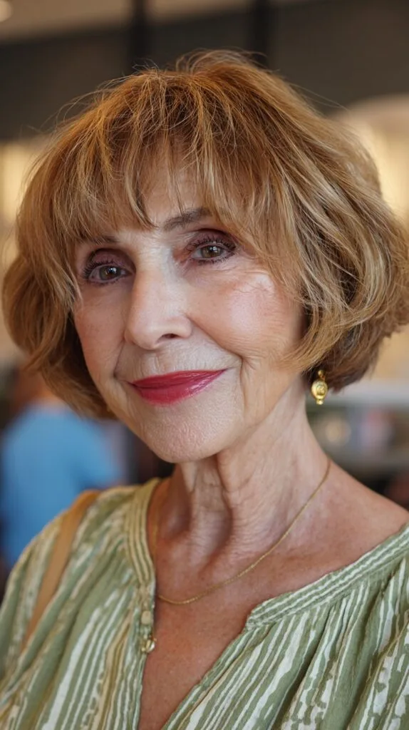 Charming Cinnamon Fringed Bob with Soft Bangs
