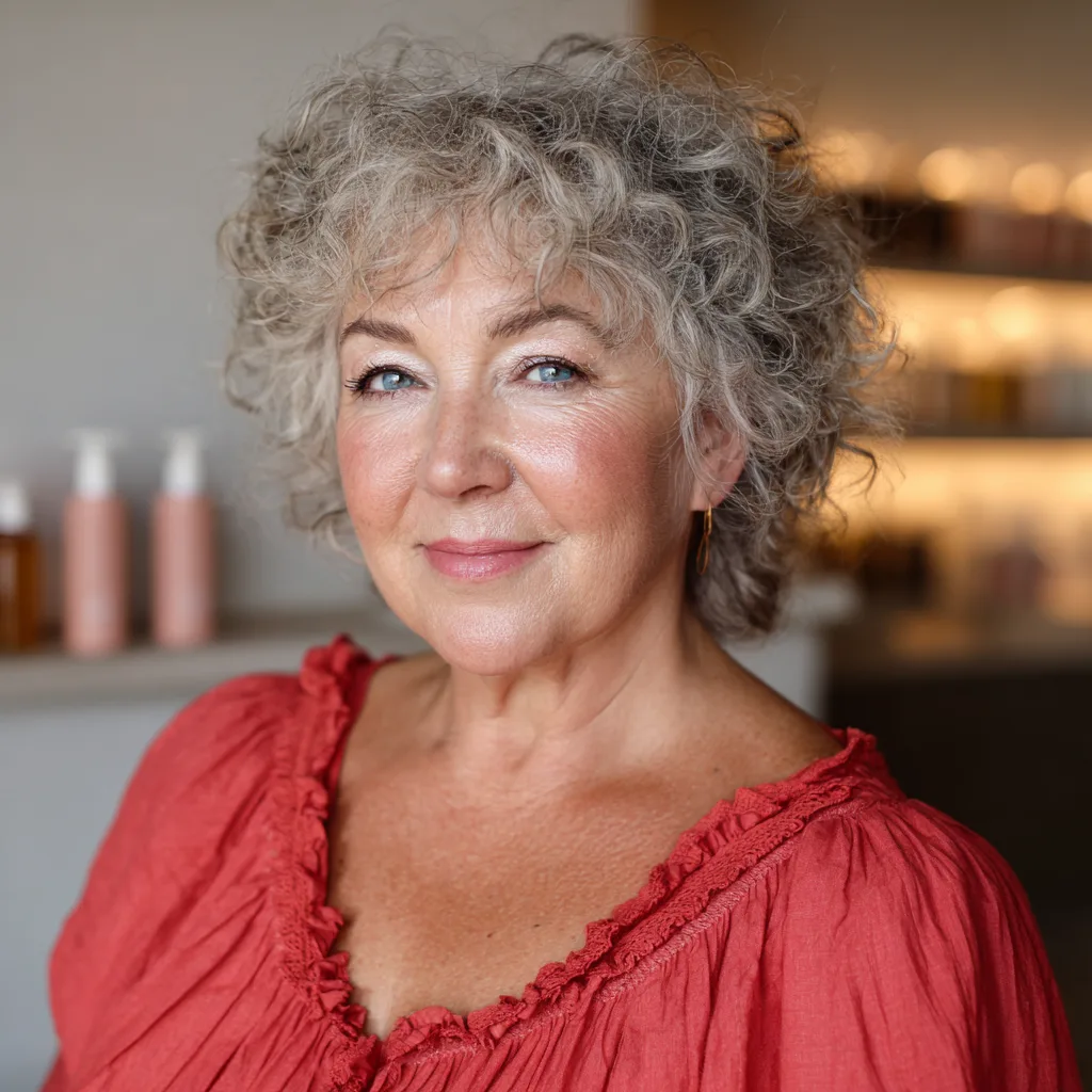 Charming Curly Bob with Soft Bangs