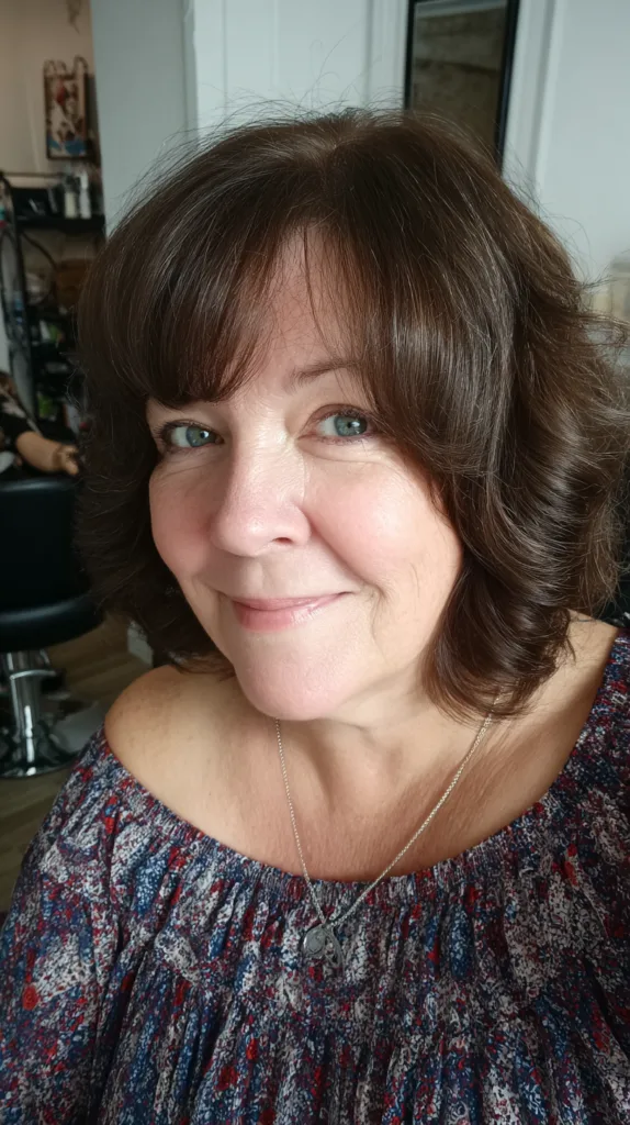 Charming Curly Bob with Soft Side Bangs