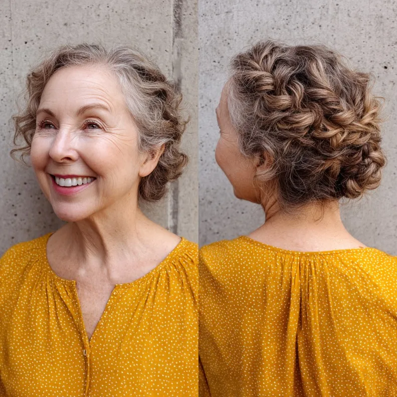 Charming Curly Braided Updo for Effortless Elegance