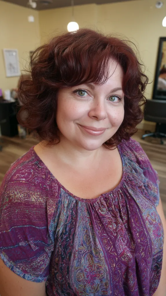 Charming Curly Cut with Flattering Side Bangs