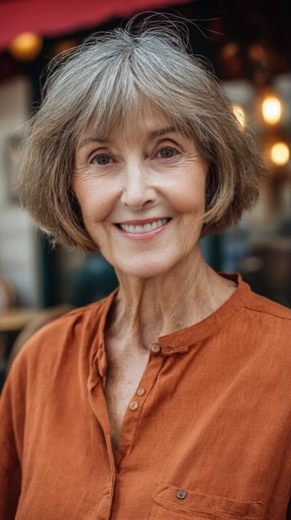 Charming Freestyle Gray Bob with Natural Textures