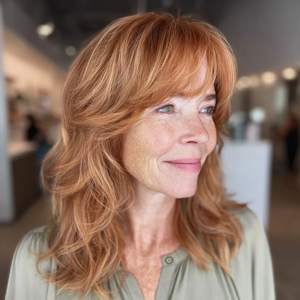 Charming Layered Tresses with Feathered Bangs