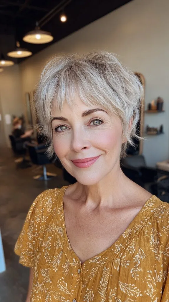 Charming Silver Layered Cut for Fine Hair