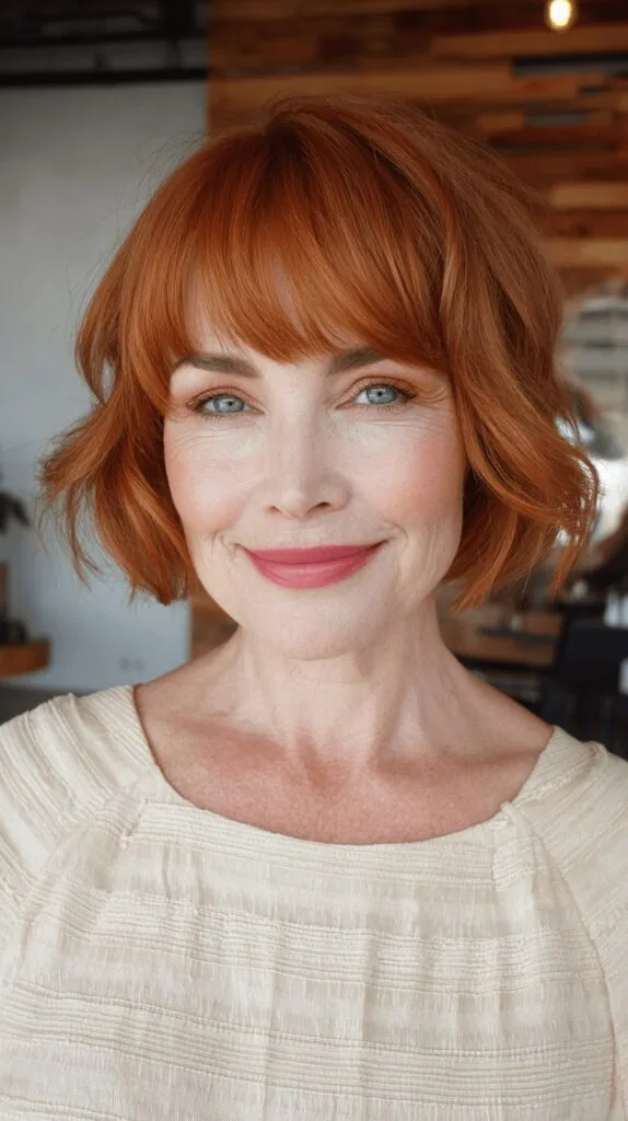Charming Textured Bob with Playful Fringe