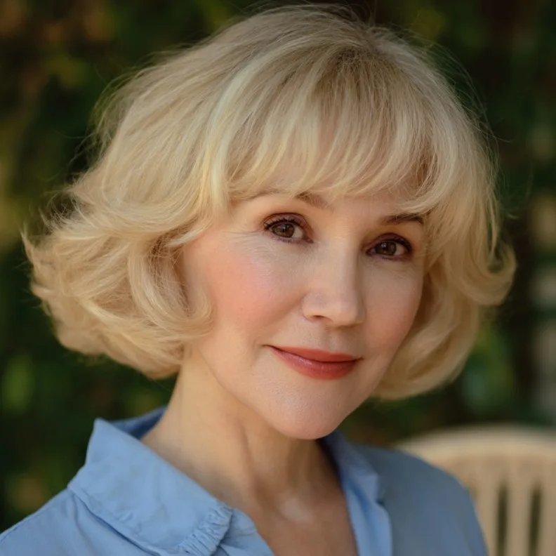 Charming Textured Bob with Soft Bangs for Graceful Maturity