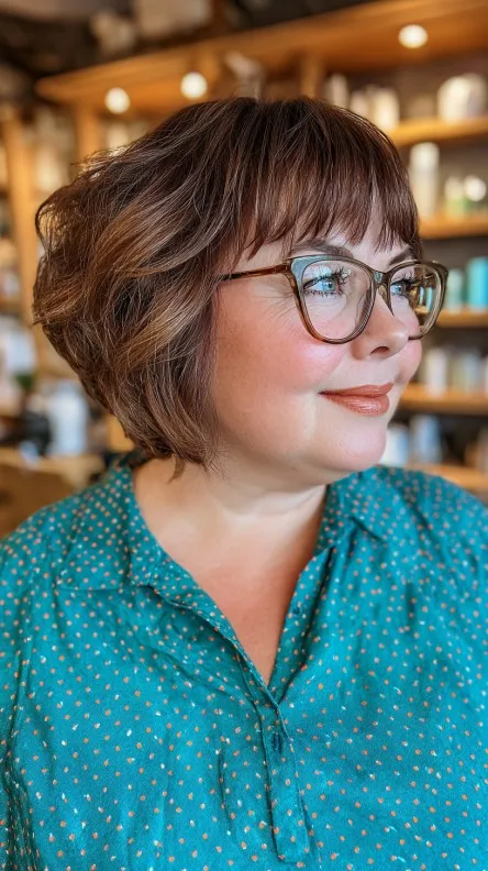 Charming Textured Wedge Bob with Soft Bangs