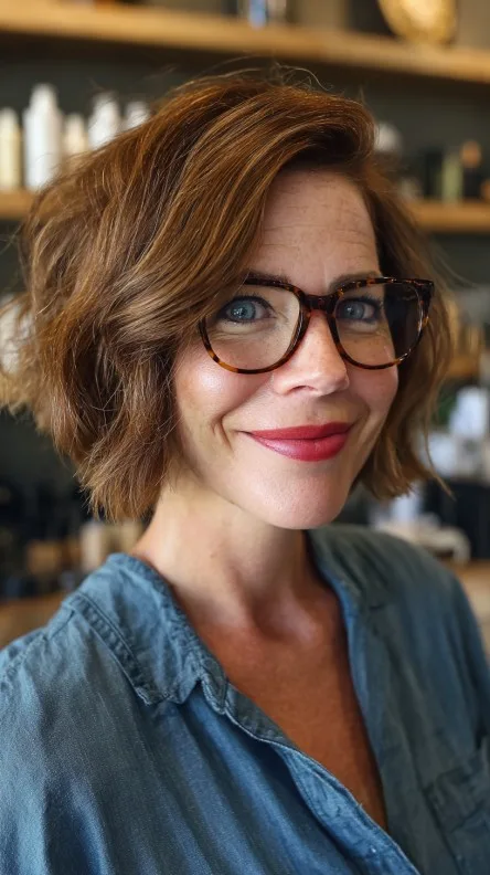 Charming Textured Wedge Bob with Soft Waves