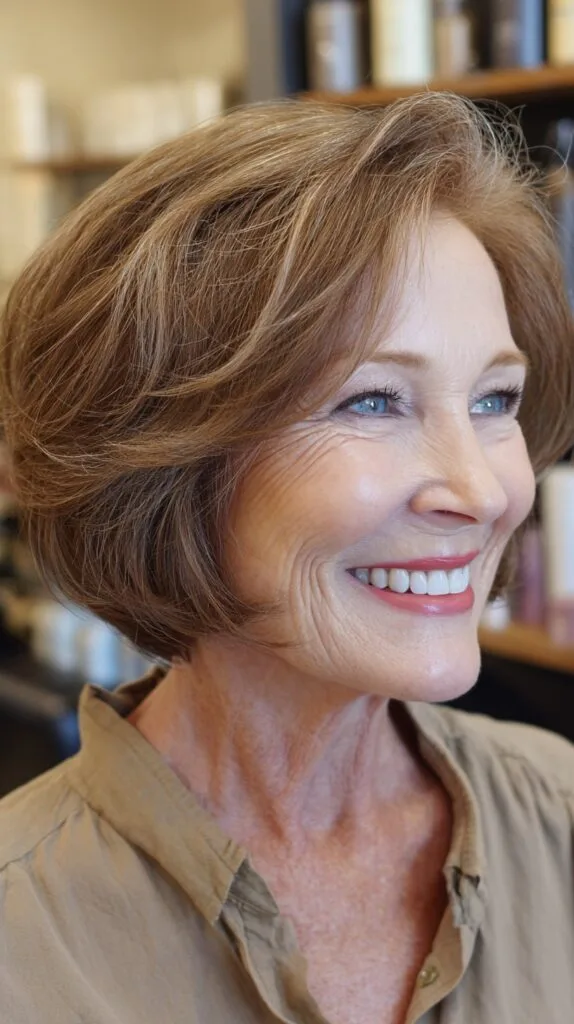 Chestnut Swirl Bob with Textured Waves