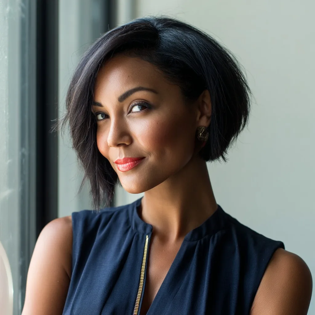 Chic Asymmetrical Bob with Subtle Layers