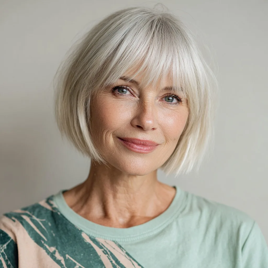 Chic Blunt Bob with Soft Bangs