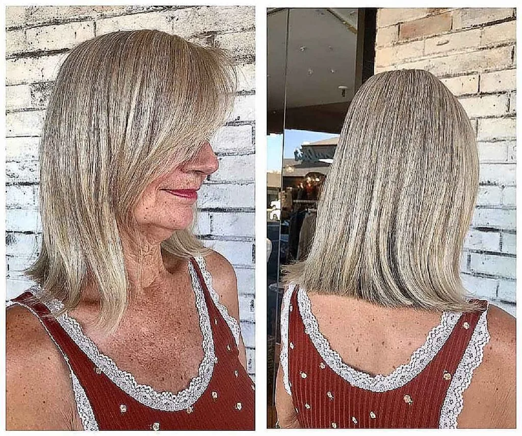 Chic Blunt Long Bob for women over 60 with fine hair