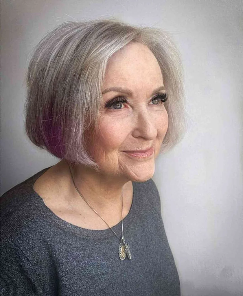 Chic Bob with a Touch of Violet for Women in their 50s with aging hair