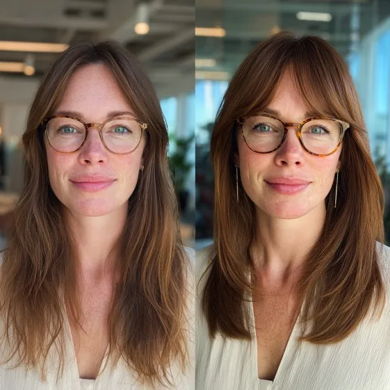 Chic Bottleneck Bangs with Layered Lob