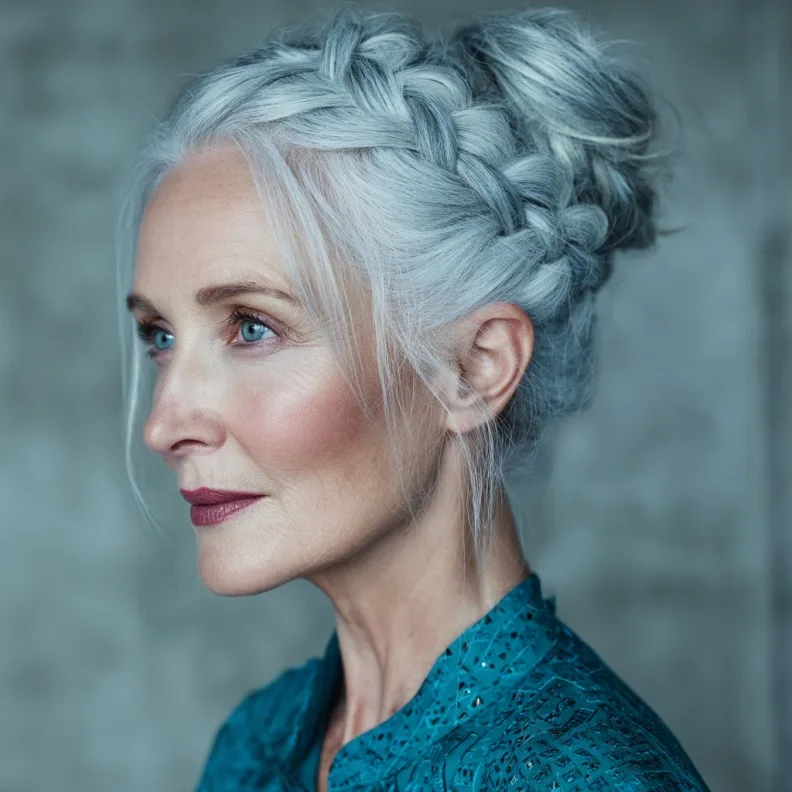 Chic Braided Updo with Soft Face-Framing Strands