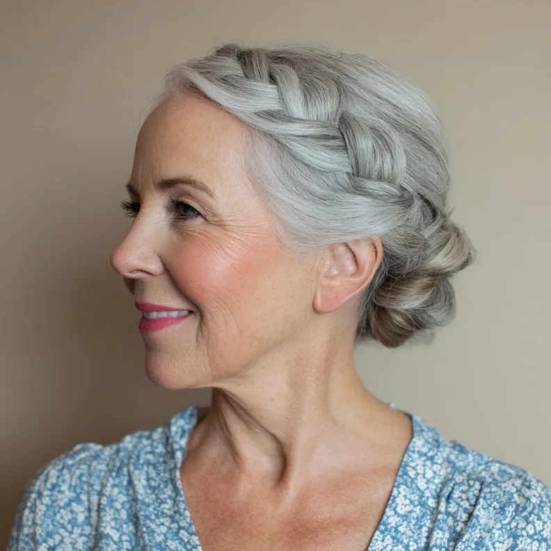 Chic Braided Updo with Subtle Waves