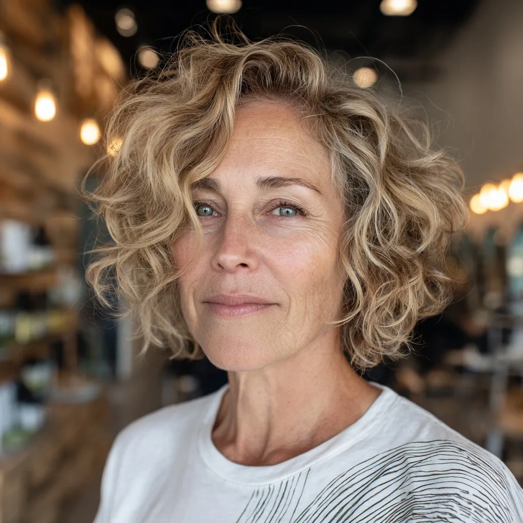 Chic Bronde Bob with Soft Natural Curls