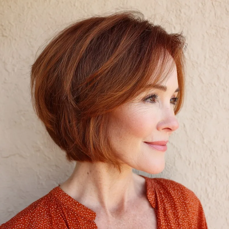 Chic Cinnamon Brown A-Line Bob with Subtle Layers