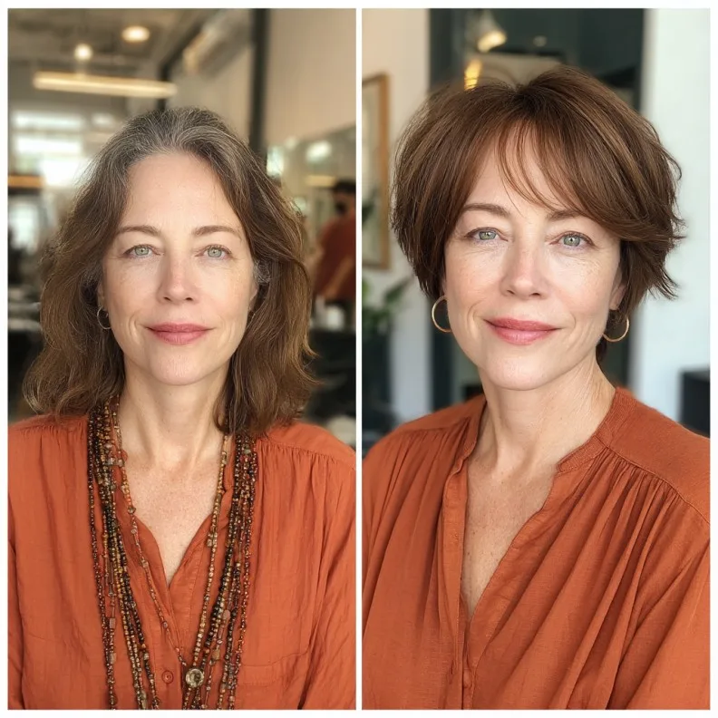 Chic Cinnamon Brown Textured Bob with Soft Layers