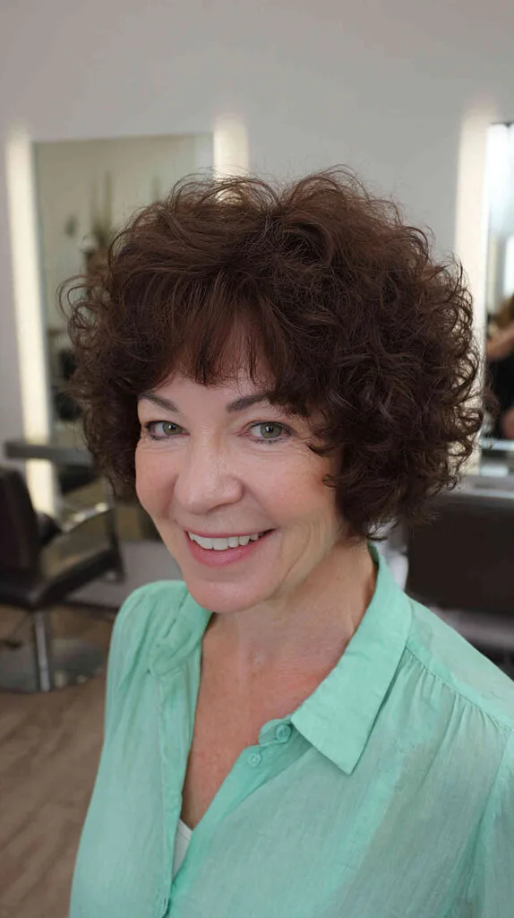 Chic Curly Bob with Soft Bangs