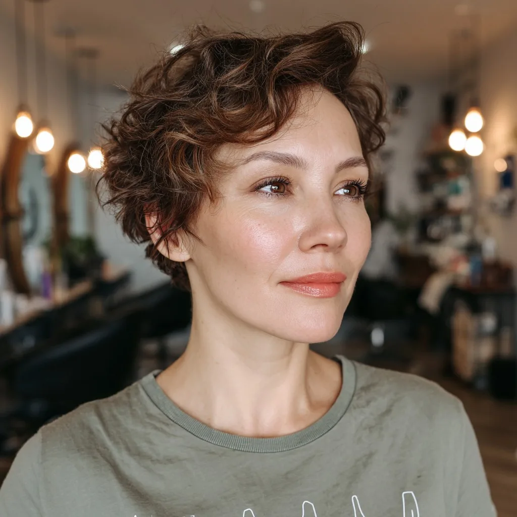 Chic Curly Pixie Cut with Soft Layers