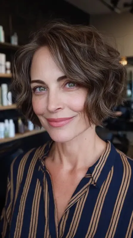 Chic Curly Ripple Bob with Defined Curls