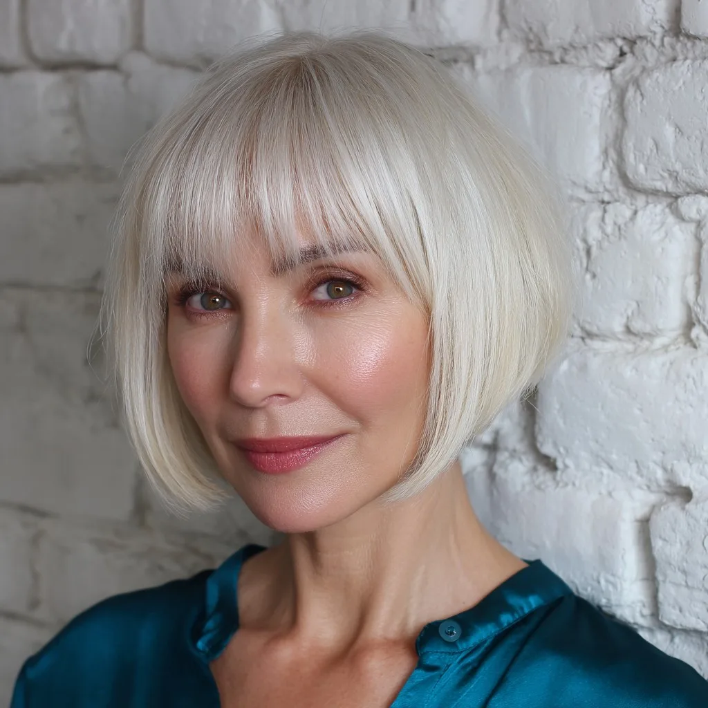 Chic Feathered Bangs with Flattering Blunt Bob